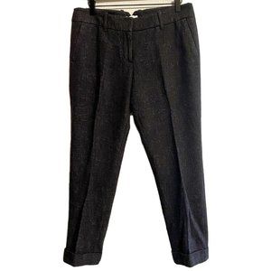 Ann Taylor Loft Marisa Sz 10P Cuffed Hem Wool Linen  Blend Ankle Pants Charcoal